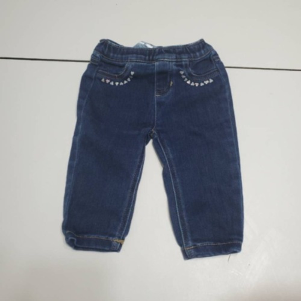 Carters Girls Jeggings Blue Medium Wash Sequin Pockets Pull On Denim 9 Months